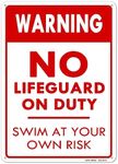 LMYUHONG Metal Sign warning no lifeguard on duty swim at your own risk pool sign for pool rules signs safety outdoor,12x16inch Aluminum, Fade Resistant