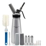 whipped cream dispenser,Professional Grade Whipped Cream Maker 500mL With 6 Decorating Nozzles,Whip Cream Canister Aluminum Whipping Siphon Cream Whipper w/Silicon Grip,Whipping Cream for Cake