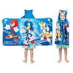 Franco Kids Bath and Beach Super Soft Cotton Hooded Towel Wrap, 24 in x 50 in, Sonic The Hedgehog