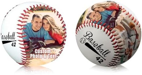 FKF Personalized Baseball with Photo, Custom Text Leather Baseballs