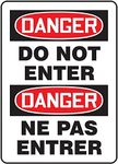 Accuform FBMADM139VA Aluminum French Bilingual Sign, Legend"Danger DO NOT Enter/Danger NE PAS ENTRER", 14" Length x 10" Width, Red/Black on White