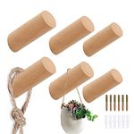 Natural Wooden Coat Hook 6 Pcs Wall Mounted Decorative Wall Hooks, Entryway Hat Rack Handmade Sturdy Hooks for Hanging Towels, Hats and Clothes, 8CM/3.15in (Beech Wood)