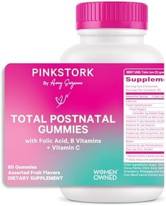 Pink Stork Total Postnatal Vitamin Gummies - Multivitamin for Postpartum Recovery and Lactation Support - Folic Acid, B6, & Vitamin C - Breastfeeding Essentials - 60 Gummy Vitamins