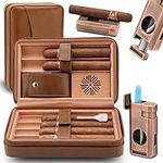 TISFA Cigar Humidor, Leather Cedar 