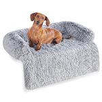 Feandrea FluffyHug Dog Sofa Bed, Dog Sofa Cover, Calming Dog Bed, L, for Medium Dogs, 95 x 85 x 16 cm, Grey Ombré PGW222G01