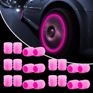 20PCS Glow-in-The-Dark Tire Valve Stem Caps, Fluorescent Luminous Tire ABS Valve Caps Universal Fit Air Valve Covers for Car Truck SUV Motorcycle Bike (Pink)