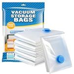 Vacuum Storage Bags for Clothes - 6 Pack 60 X 80cm Reusable Clothes Storage Bags Double Zip Seal Travel Space Saver Bags with Vacuum Sealer Bags for Bedding, Quilts, Pillows, Clothes, Duvets