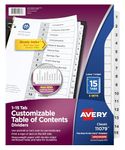 Avery Ready Index Table of Contents Dividers, 15-Tab, 3 Sets (11079)