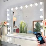 FENCHILIN Hollywood Vanity Mirror with Lights Large Makeup Mirror with 18 Dimmable LED Bulbs Lighted Vanity Mirror with Music Speaker 3 Color Modes Makeup Mirror with Lights and Magnification 80x60