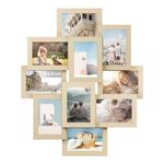 SONGMICS Collage Picture Frames, 10 Frames for 4x6 Photos, Collage Photo Frames for Wall, Multi Frames, Wall Decor, Natural Beige RPF020N01