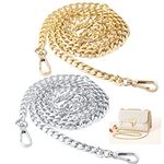 2 pcs Bag Chains, Gold Handbag Chain Purse Chain Straps Sliver Metal Replacement Chain DIY Handbag Straps for Purse Handbags Shoulder Bag