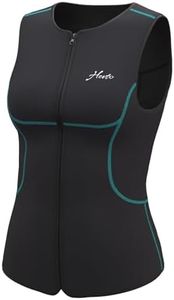 Hevto Women Wetsuits Top Vest 3mm Neoprene Front Zip Sleeveless Wet Suit for Surfing Swimming Kayak SUP Jet Ski (Women Black, L)