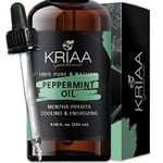 KRIAA Goodness Peppermint Essential Oil 120ml with Dropper Pure & Organic for Aromatherapy & Candle Shower Steamer Cream Balm Shampoo Soaps & Spray Making Diffuser Use Huile Essentielle