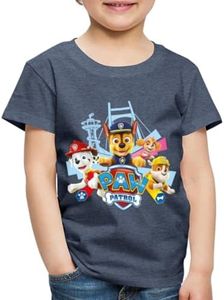 Spreadshirt Paw Patrol La Pat' Patrouille Logo T-Shirt Premium Enfant, 110/116 (4 Ans), Bleu chiné