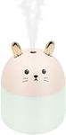 Mini Cute Cat Air Humidifiers 250ml Cool Mist Humidifiers with Night Light, 2 Mist Modes & Auto Shut-Off, Quiet for Travel, Office, Baby Room, Cars, Desk, Bedroom (Pink)