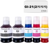ARTITECH Compatible for Canon GI21 GI-21 (5-Pack, 2*Black Pigment 170ML, CMY Dye 70ML) Ink Bottle for Canon PIXMA G1220 G1230 G2260 G2270 G3260 G3262 G3270 G4270 Ink (2BK/C/M/Y)