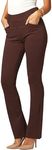 Conceited Dress Pants for Women with Pockets - Stretch Ponte Fabric - Wear to Work - Tall and Petite - Regular and Plus Size, Chocolate Brown, X-Large