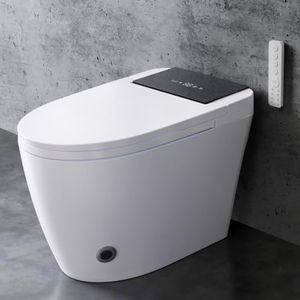 Modern Smart Toilet with Built-In Bidet, Electric Toilet, Auto Open/Close Lid, Heated Seat, Dual Auto Flush & Foot Sensor, Tankless, Warm Water Wash & Dryer, Wireless Remote, 1000g MaP