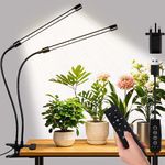 LED Grow Lights,FIBRAVE 2 Heads 60 LED Lamps Full Spectrum Plant Light with Clamp for Indoor Plants & Seed Starting, 10-Level Dimmable, Auto On Off, Timing 4 6 12Hrs