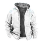 Hoodies Men Mens Winter Heavyweight Warm Sherpa Lined Fleece Hoodies Jacket Full Zip Print Thick Coat Plus Size Hooded Sweatshirt With Pockets Light Blue 6X