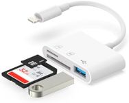 SD Card Reader for iPhone, Digital Camera Adapter iPhone, Lightning to USB Adapter, 3 in 1 iPhone SD Card Reader, Camera Adapter to iPhone, Micro SD Card Adapter for iPhone 14/13/12/11/X/8/7/iPad