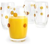 GAC Great American Classics Heavy Base Highball Drinking Glasses with Gold Polkadot Design, Set of 4, 14 Ounces