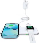 Hinyx Wireless Charger - 2 in 1 Wireless Charging Pad for iPhone14/15/13/12/SE/11/XR/XS/X/8, Galaxy S22/S21/S20/Note 20/Note 10/S10/S9, iWatch 8/7/6/SE/5/4/3/2, Airpods 3/2/Pro (Adapter)