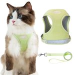 Anlitent Freedom Cat Harness and Lead Set for Kitty Puppy Escape Proof, Fully Adjustable Safe Control Pet Vest Harnesses for Small Animals Rabbit/Rats/Cats, Cat Collar XS (X-Small, Light Green)