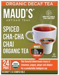 Maud's Organic Decaf Chai Tea Pods, 24ct. | Single Serve, Spiced Cha-Cha Chai Tea | 100% California Blended Organic Tea | Solar Energy Produced Recyclable Pods Compatible with Keurig K Cups Maker