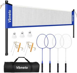 Vbneto Badminton Set, Portable Outdoor Anti-Sag System – Official 20ft x 5ft Easy Setup Durable Net with 4 Rackets, 3 Shuttlecocks & Carry Bag for Backyard, Lawn or Beach Fun