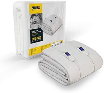 Zanussi Electric Blanket, Heated King Fitted Underblanket, 9 Heat Settings, Low Energy & Energy Efficient, Machine Washable, Overheat Protection, 150 x 200 cm, 60W, White ZEKB7003, 2 Year Guarantee