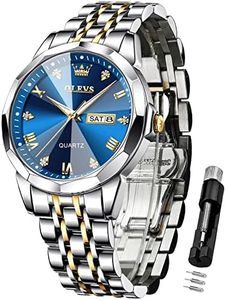 OLEVS Watches for Men Diamond Casual Stainless Steel Luxury Business Dress Classic Date Analog Quartz Wrist Watches Waterproof Luminous