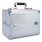 NFI essentials Makeup Organizer Box Cosmetic Storage Case for Women Girls Vanity Kit Bag for Bride Professional Large Box for Makeup & Beauty Accessories, 21 Cm, White
