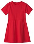 Niyage Toddler Girls Cotton Short Sleeve Dress Loose Casual Skater Dresses Red 130