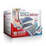 SpaceSaver Vacuum Storage Bags - Jumbo 10-Pack 100x80 cm - Clothes Storage Bag Vacuum Pack - Space Saver Vacuum Bags for Clothes, Bedding - Jumbo Vacuum Storage Bags with Pump for Travel and Home Use