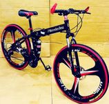Sunspeed MERC. Benz Foldable Cruiser Bicycle | 26-Inch Black Bike with 21-Speed Gears, Dual Disc Brakes, Dual Suspension, and Carbon Steel Frame | Adventure-Ready for All Terrains