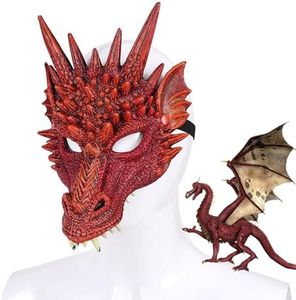 SHZMJL Head Skull Mask with Movable Jaw,3D Adult's Dragon Mask Party Cosplay,Scary Animal Face Masks Halloween Party Costume (3D Dragon)