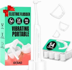 Electric Flosser for Adults, Dual Line Sonic Electric Tooth Dental Flosser with 54 Refill Heads & 5 Modes, Rechargeable Tooth Flosser for Sensitive Gums, Tight Teeth, Back Molars & Daily Oral Care