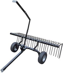 Yard Tuff 72 Inch Durable Steel Rake, Wheels, Lift Handle & Hitch for ATV, UTV, or Tractor
