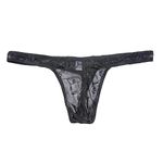 Drelaar Men's Breathable Mesh Underwear Panties Semi Sheer Soft Comfy Thongs Medium Black