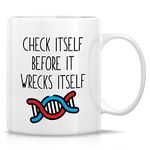 Retreez Funny Mug - Check Itself Before It Wrecks Itself DNA Biology Genetics Teacher 11 Oz Ceramic Coffee Mugs - Funny Sarcastic birthday gift for Science Geek Geneticist friend coworker sister bro