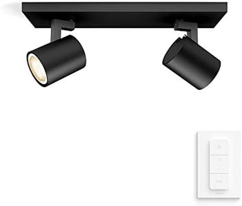 Philips Hue Runner White Ambiance Smart Ceiling Bar Light, 2X Spotlights [Gu10 Spot] with Bluetooth, Black & Dimmer Switch Compatible with Alexa, Google Assistant and Apple Homekit