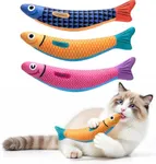 PetBusy Interactive Cat Toys with[5000mg Premium A+Catnip][Baby Grade] Soft Chew Kicker Cat Toys for Indoor Cats & Kittens, Crinkle &Rattle Fish Sound Toy, Drives Bored Cats Crazy with Fun,3 Pack
