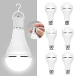 Neporal Emergency-Rechargeable-Light-Bulb, Stay Lights Up When Power Failure, 1200mAh15W 80W Equivalent LED Light Bulbs for Home, Camping, Tent (6 Count Daylight)