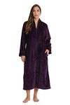 Just Love Textured Plush Zipper Lounger Robe for Women, Wine, Large