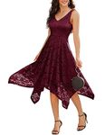 Meetjen Vintage Mother of The Bride Dress V-Neck Sleeveless Short Formal Dress for Wedding Guest Plus Size Burgundy XL