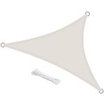 swift Sun Shade Sail 4m x 4m x 4m Waterproof Triangle PES Polyester 98% UV Block 4x4x4 Meter Triangular Sunscreen Awning Canopy Sail Shades for Garden Outdoor Patio with Free Ropes, Cream