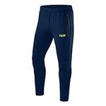 TCA Rapid Tracksuit Bottoms Men Gym Running Joggers for Men Jogging Bottoms with Zip Pockets - Navy/Volt, M