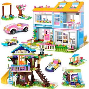 1556 Pieces Tree House Kith Happy Family Party Creative Building Toy Set for Kids - Portable Storage Box with Base Plates Lid - Best Learning and Roleplay Gifts for Boys Girls Ages 6-12