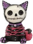 Ebros Small Furry Bones Black and Purple Voodoo Mao Cat in Yarn Bondage Skeleton Figurine 2.25" Tall Collectible Furrybones Skulls Skeletons in Halloween Costume Monster Miniature Statue